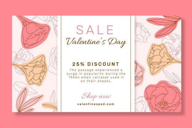 Vector gratuito banner de rebajas de san valentín