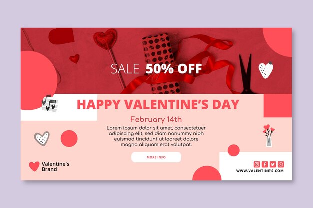 Vector gratuito banner de rebajas de san valentín