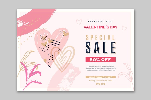 Vector gratuito banner de rebajas de san valentín