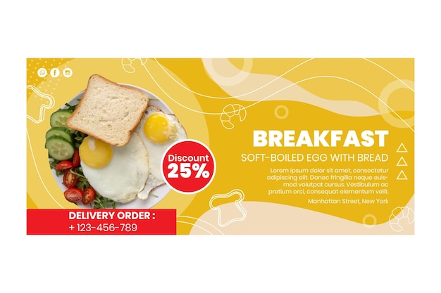 Banner de restaurante de desayuno