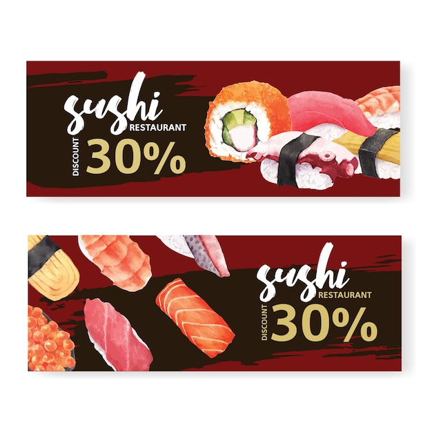 Banner de restaurante de sushi