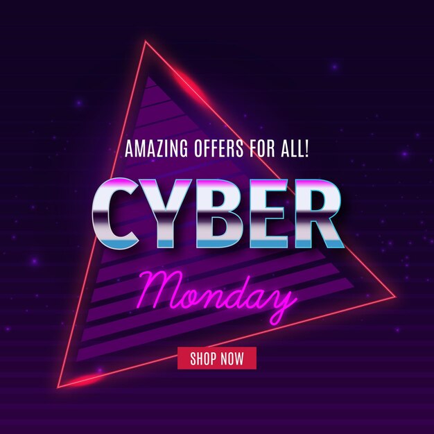 Banner retro futurista cyber monday