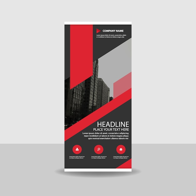 Vector gratuito banner roll up abstracto comercial rojo