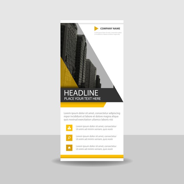 Banner roll up comercial amarillo y blanco