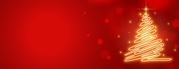 Banner de saludo de árbol brillante de feliz navidad con espacio de texto