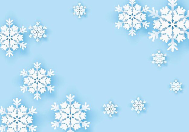 Banner de saludo de copo de nieve de invierno con fondo azul Plantilla de cartel de invierno para el invierno