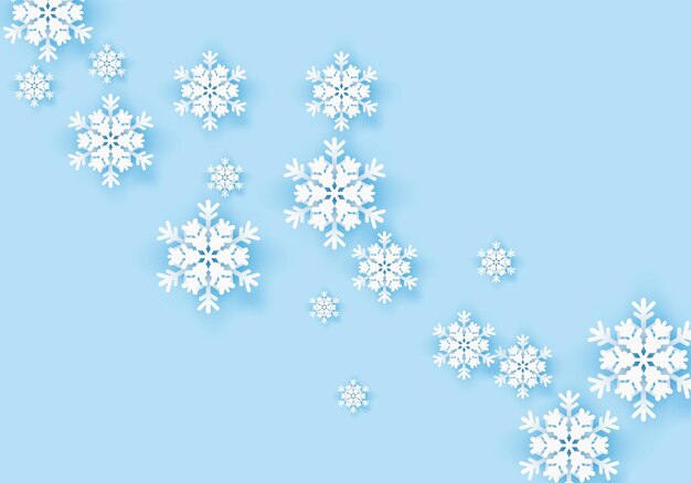 Banner de saludo de copo de nieve de invierno con fondo azul