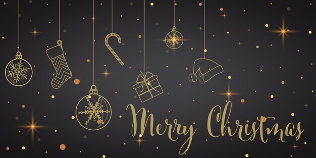 Banner de saludo de copo de nieve de invierno fondo negro Plantilla de póster de papel de invierno para Navidad