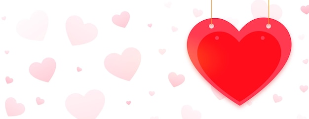 Vector gratuito banner de saludo de feliz día de san valentín con corazón rojo