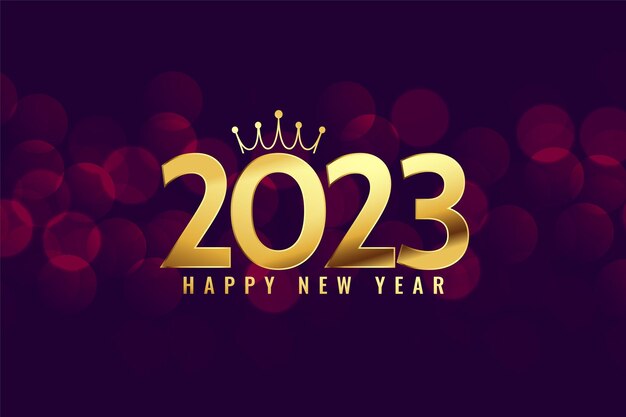Banner de saludo de lujo de año nuevo 2023 con diseño de corona