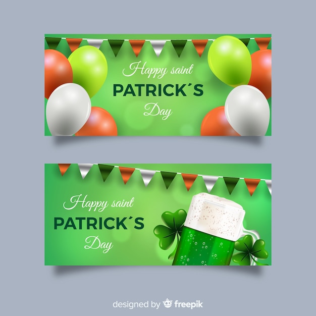 Vector gratuito banner san patricio elementos realistas