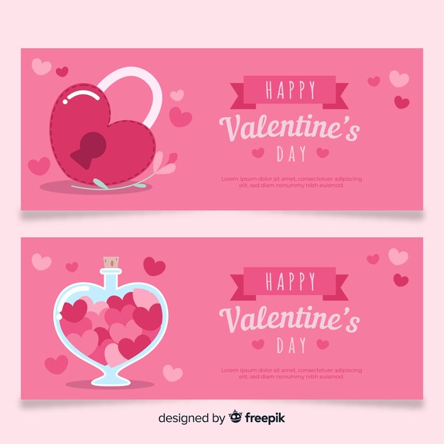 Banner san valentín cerradura y poción