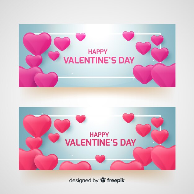 Banner san valentín corazones simples