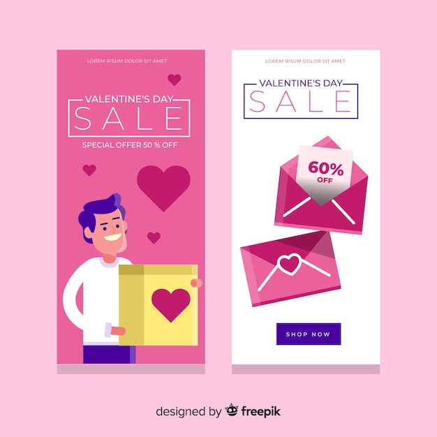 Vector gratuito banner san valentín