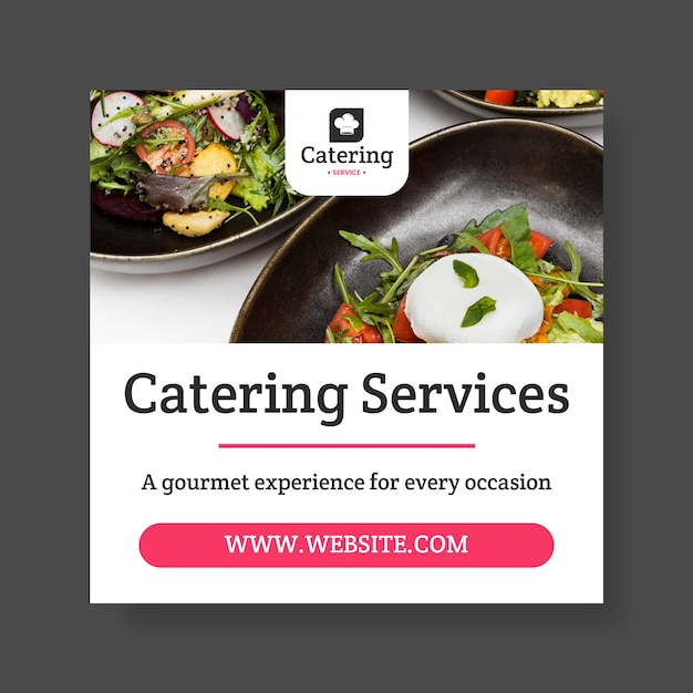 Banner de servicios de catering plano