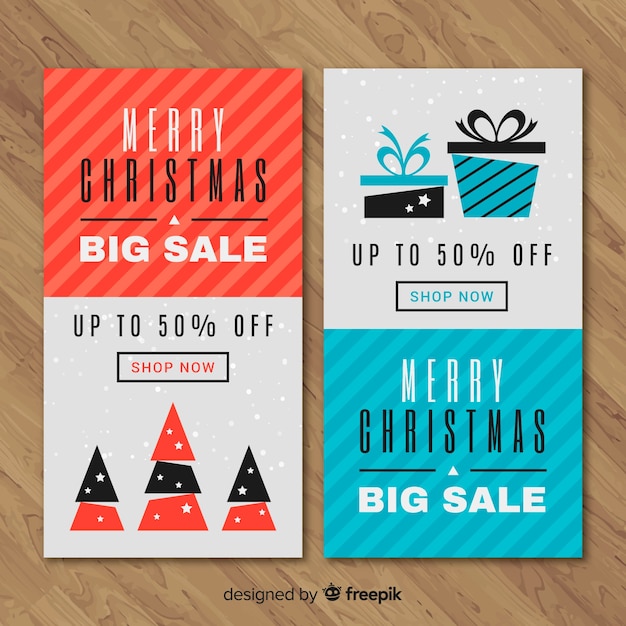 Vector gratuito banner simple rebajas navidad