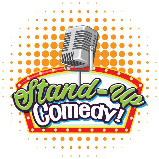 Banner de Stand Up Comedy con micrófono vintage