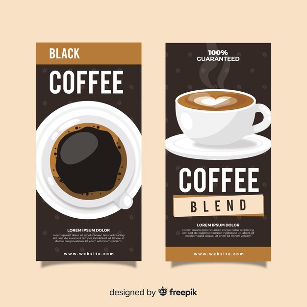 Banner taza de café realista