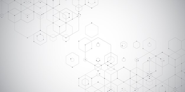Banner techno abstracto con diseño hexagonal