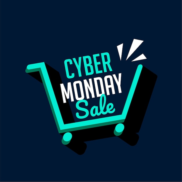 Vector gratuito banner de tecnología de carrito de compras de cyber monday sale