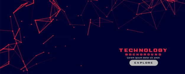 Banner de tecnología con malla de líneas de red roja