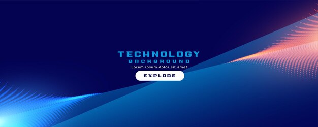 Banner de tecnología con racha de partículas.