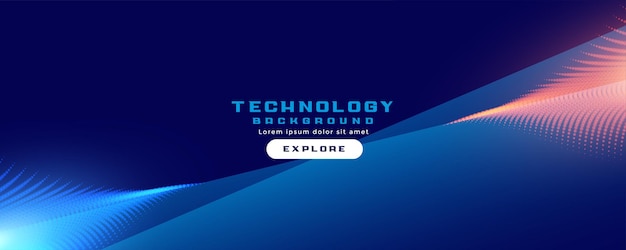 Banner de tecnología con racha de partículas.