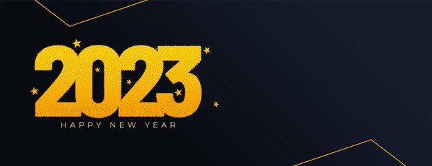 Banner de temporada de festivales de feliz año nuevo con texto 2023