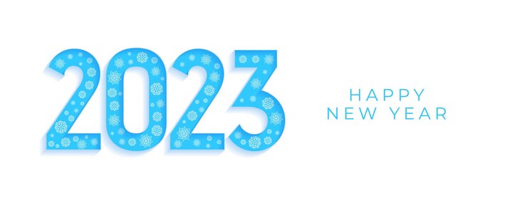 Vector gratuito banner de temporada de invierno de año nuevo 2023 con diseño de copo de nieve