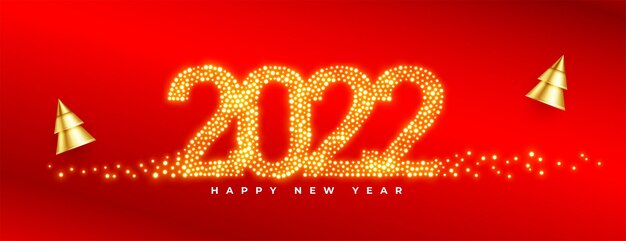 Banner de texto brillante rojo 2022 con diseño de bola navideña