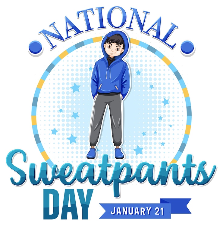Vector gratuito banner de texto del día nacional de los pantalones de chándal
