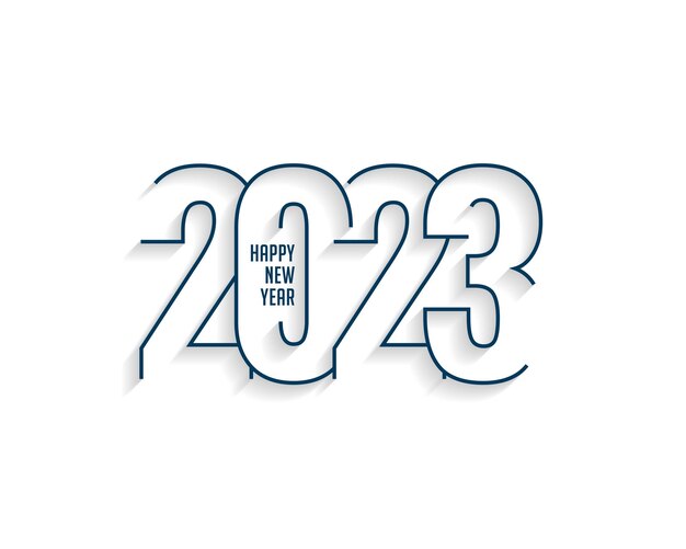 Banner de texto de feliz año nuevo 2023 en estilo de línea moderna