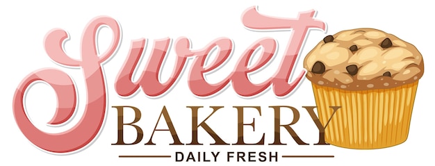 Vector gratuito banner de texto de panadería con cupcake