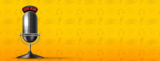 Banner de transmisión de radio por la mañana en el aire