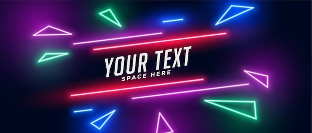 Vector gratuito banner de triángulo de neón con espacio de texto