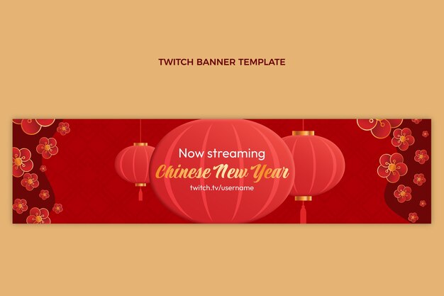 Vector gratuito banner de twitch de año nuevo chino degradado