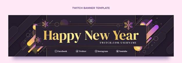 Banner de twitch de año nuevo degradado