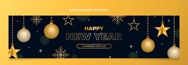 Vector gratuito banner de twitch de año nuevo degradado