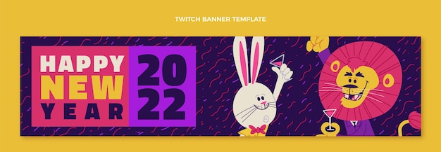 Banner de twitch de año nuevo dibujado a mano