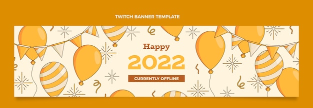 Vector gratuito banner de twitch de año nuevo dibujado a mano