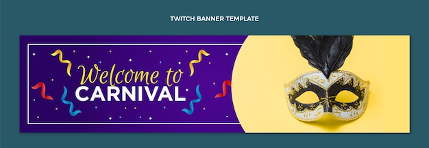 Vector gratuito banner de twitch de carnaval degradado