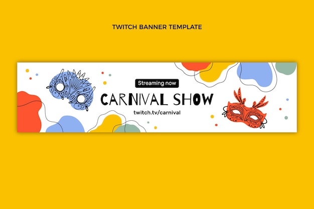 Vector gratuito banner de twitch de carnaval plano