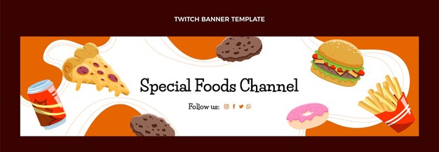 Banner de twitch de comida rápida dibujado a mano