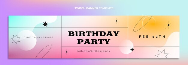 Banner de twitch de cumpleaños colorido degradado