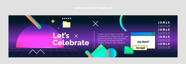 Banner de twitch de cumpleaños de vaporwave retro degradado