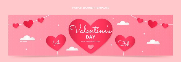 Banner de twitch del día de san valentín degradado