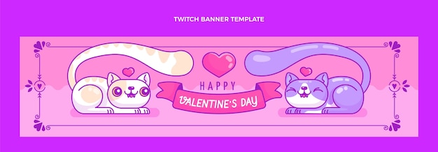 Banner de twitch del día de san valentín dibujado a mano