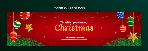 Vector gratuito banner de twitch de navidad degradado