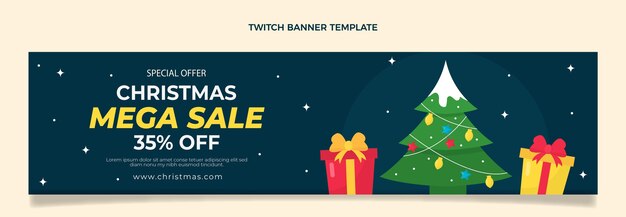 Banner de twitch de navidad plano dibujado a mano