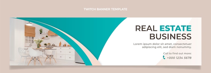 Vector gratuito banner de twitch de negocios inmobiliarios degradados
